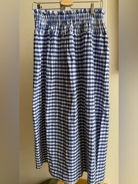 Universal Thread Blue and White Gingham Maxi/Midi Skirt M Cotton Pockets